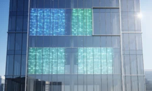 Transparent solar panels installed on building windows