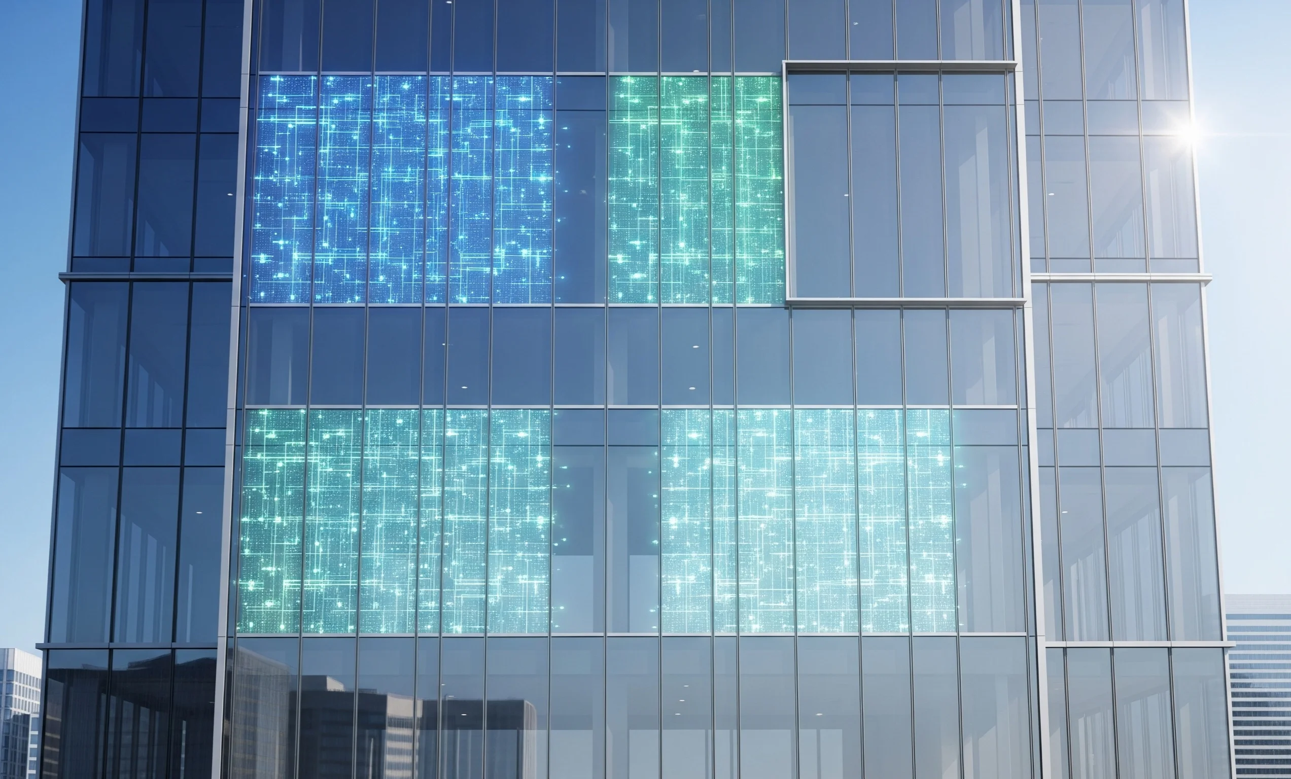 Transparent solar panels installed on building windows