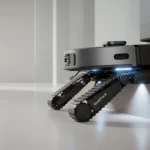 Dreame Cyber X tracked robot vacuum on stairs