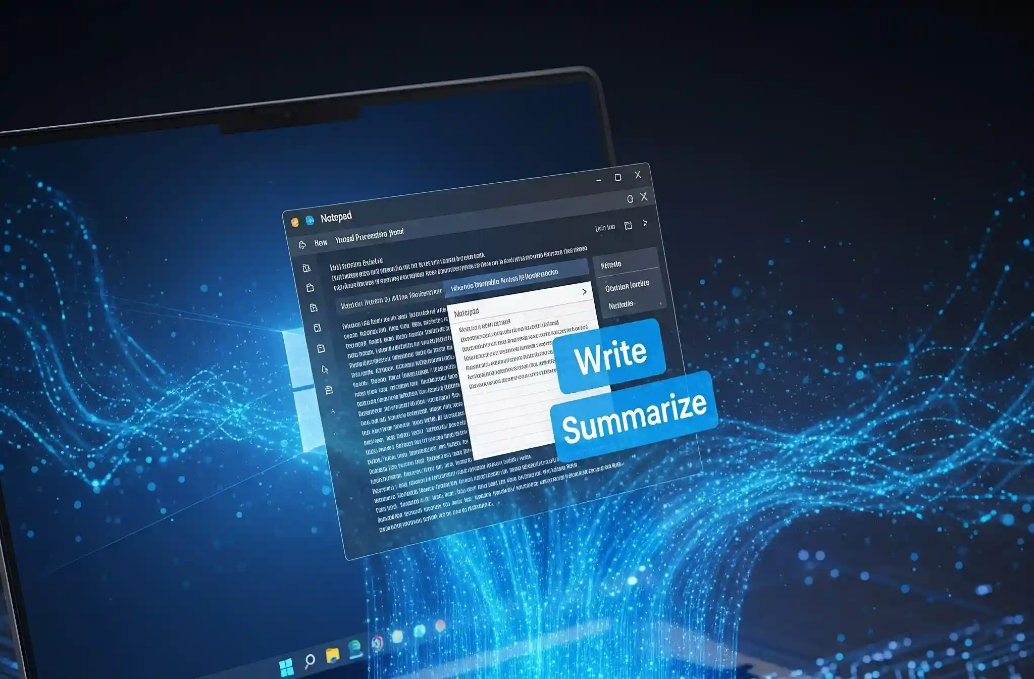 Локальна генерація тексту в Блокноті Windows 11