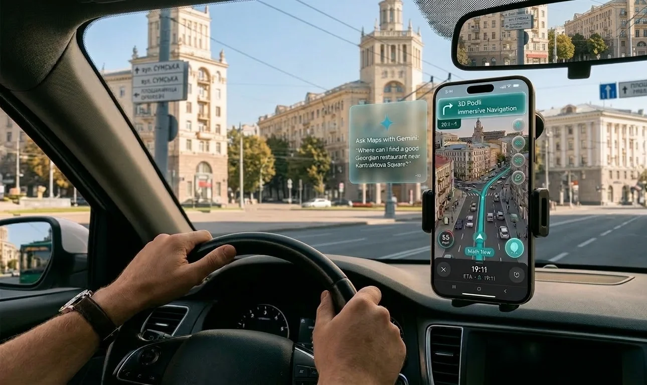 Навігація Google Maps з інтеграцією Gemini AI