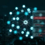 Візуалізація кібербезпеки штучного інтелекту з критичною помилкою у мережі вузлів ШІ