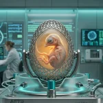 Штучне інкубаційне яйце з титановим каркасом та ембріоном птаха всередині лабораторії