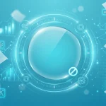 Концептуальне зображення цифрових наукових документів із елементами інтерфейсу захисту та контролю використання штучного інтелекту на бірюзовому тлі