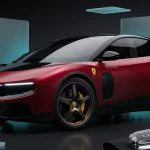 Мінімалістичний інтер'єр та панель управління електромобіля Ferrari Luce з елементами скломорфізму
