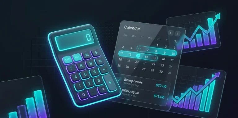 Fintech billing calculator interface for plan estimates