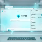 Інтерфейс браузера Firefox з увімкненим компактним режимом у стилі гласморфізм