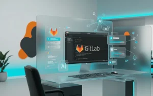Premium GitLab IT workspace with Glassmorphism and AI elements