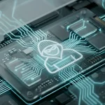 Концептуальне зображення мікросхеми SSD накопивача з елементами кібербезпеки та захищеними полями