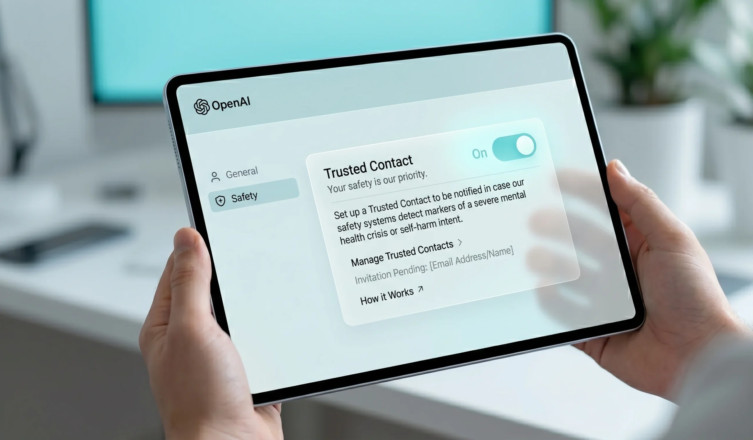 Інтерфейс налаштувань безпеки в ChatGPT з розділом Trusted Contact