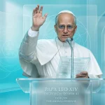 Папа Лев XIV виступає з промовою про етичні проблеми штучного інтелекту на тлі Собору Святого Петра у Ватикані