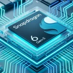 Процесор Snapdragon 6 Gen 5 на футуристичній материнській платі з неоновим підсвічуванням