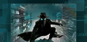 Офіційний концепт-постер серіалу Spider-Noir з Ніколасом Кейджем у стилі гласморфізму з неоновим підсвічуванням