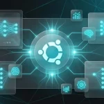 Ubuntu interface with AI neural network visualization