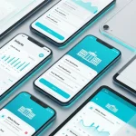 Смартфони та планшети з відкритим мобільним додатком Білого дому на робочому столі в стилі гласморфізм