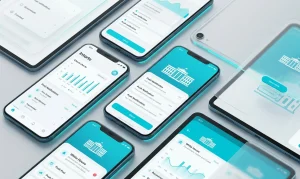 Смартфони та планшети з відкритим мобільним додатком Білого дому на робочому столі в стилі гласморфізм