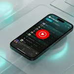 Інтерфейс програми YouTube Music на екрані сучасного смартфона у стилі Glassmorphism з бірюзовими акцентами та фірмовим логотипом