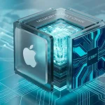 Conceptual tech rendering of a memory microchip symbolizing global supply chains and semiconductor manufacturing