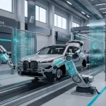 Automated robotic arms assembling a vehicle chassis inside the newly modernized BMW Spartanburg manufacturing facility in South Carolina
