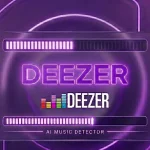 Web interface of Deezer AI Music Detector showing a public playlist scanning sequence with platform logos