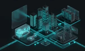 Conceptual 3D model of the FBI Kinetic Cyber Range digital town for cybersecurity training