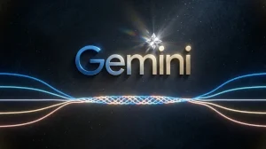 Google Gemini logo on high-tech background