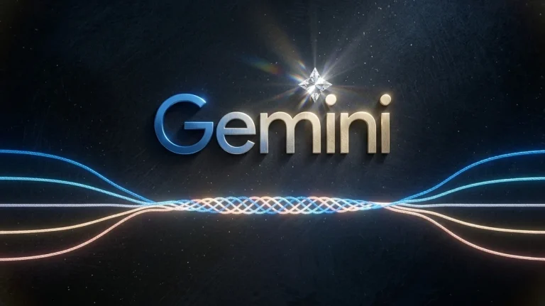 Логотип Google Gemini на технологичном фоне