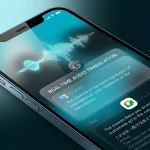 Live translation application interface on a modern smartphone screen featuring Google service designs
