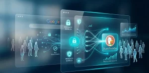 Графік, що ілюструє перехід інтернет-користувачів від перевантаженого ШІ-інтерфейсу до чистого пошуку