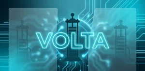 Conceptual graphics representing the proposed transition from volt to volta unit with Italian flag neon signs and electrical historic symbols