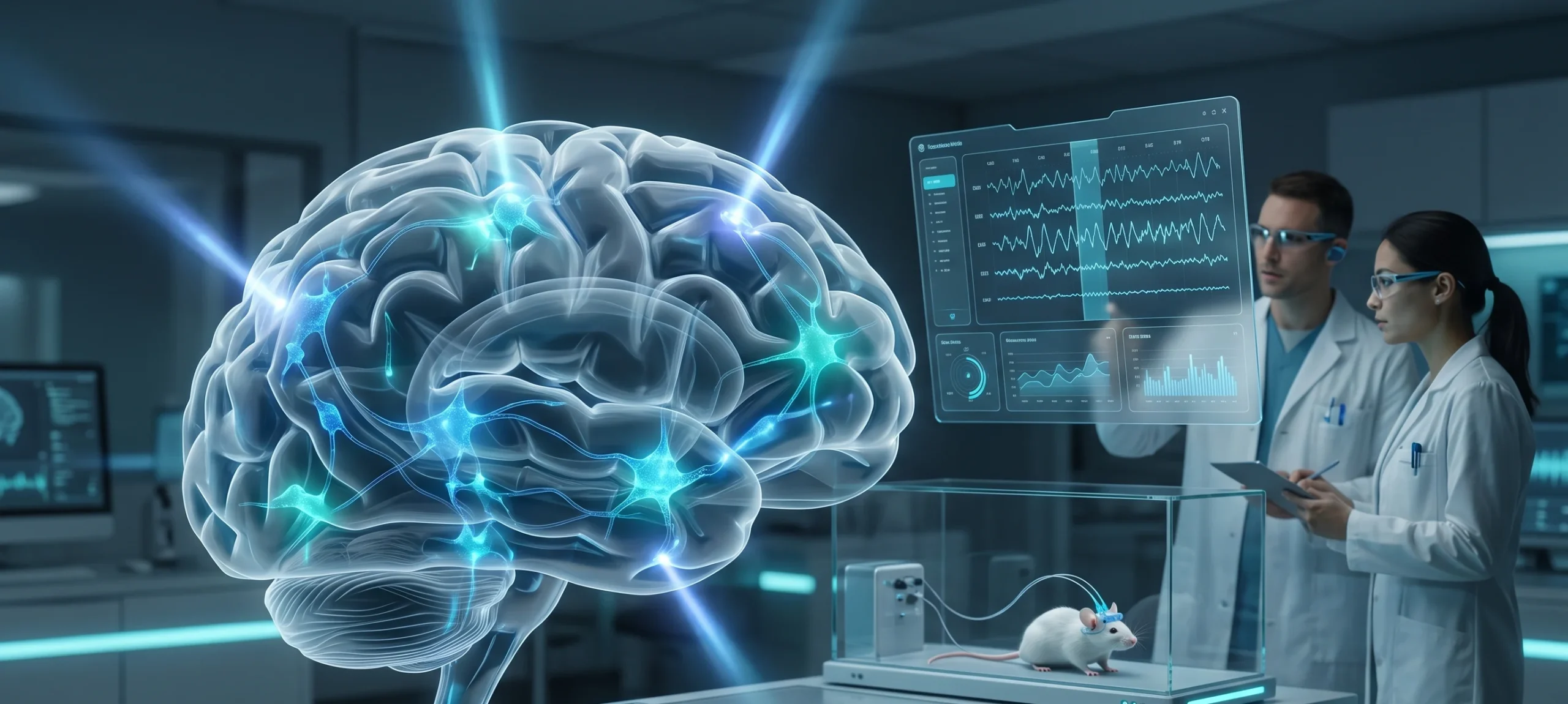 Graphical visualization of artificial light stimulation of brain neurons