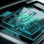 Концептуальна схема інтегрованого процесора Nvidia ARM з графічною архітектурою Blackwell під скляною панеллю всередині комп'ютера