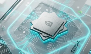 Центральный процессор Nvidia Arm на материнской плате ПК с синей подсветкой