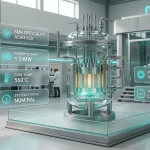 Small modular reactor in a test facility with digital status indicators