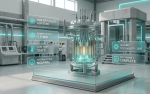 Small modular reactor in a test facility with digital status indicators