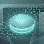 High-tech conceptual visualization of advanced semiconductor material discovery using AI with glassmorphism styling