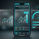 Mobile application interface showing pollen level charts and an allergy risk index on a smartphone screen