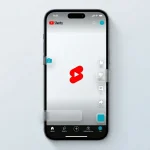 Смартфон із мінімалістичним інтерфейсом YouTube Shorts та прозорими кнопками керування