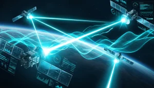 Orbital satellites affected by directional cyan microwave pulses of an electromagnetic weapon