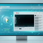 DuckDuckGo privacy browser interface showing active ad protection while playing a web video
