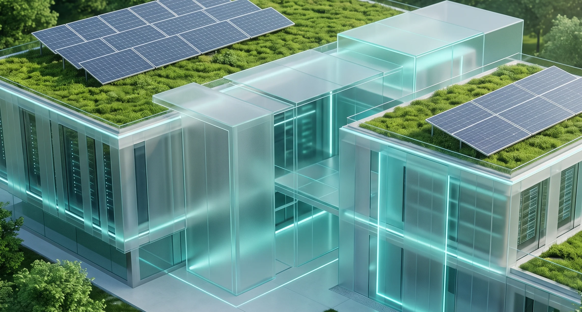 Data center servers with sustainable green lighting