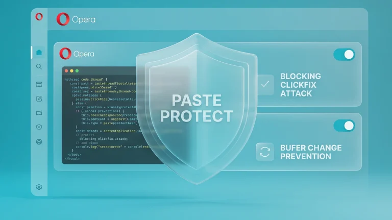 Paste Protect clipboard security interface in Opera browser