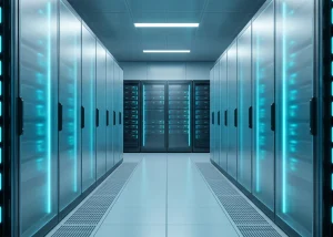 Server racks in the Z.AI data center with liquid cooling