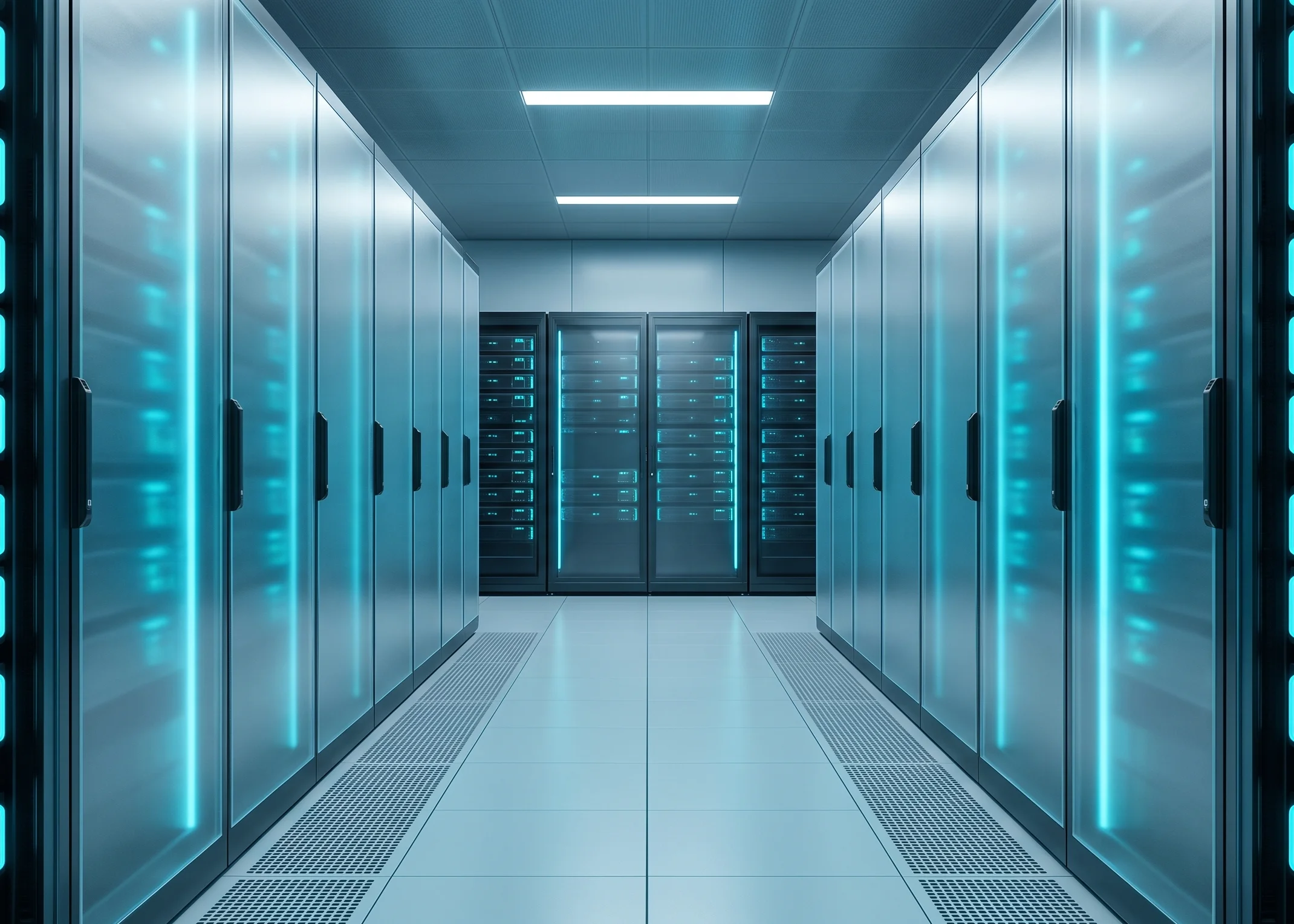 Server racks in the Z.AI data center with liquid cooling