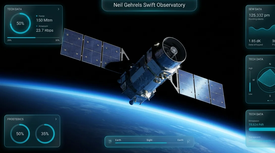 3D-візуалізація телескопа Neil Gehrels Swift Observatory на орбіті Землі