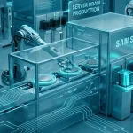 Виробничі лінії напівпровідників та чипи Samsung DRAM з графікою ринкових показників