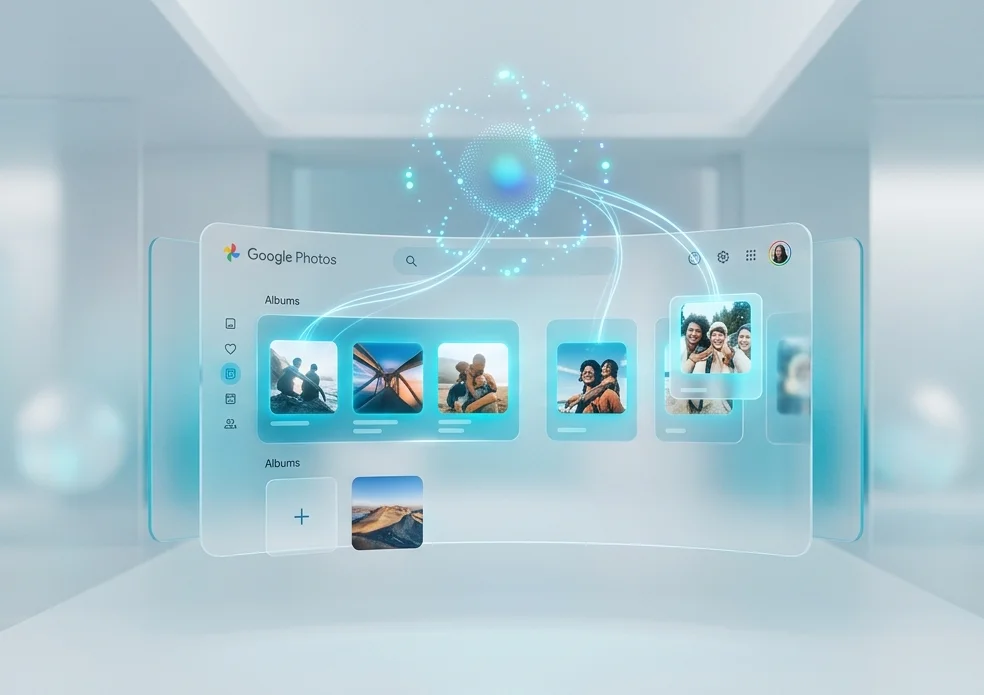 Концепт інтеграції штучного інтелекту Gemini Spark у галерею Google Фото