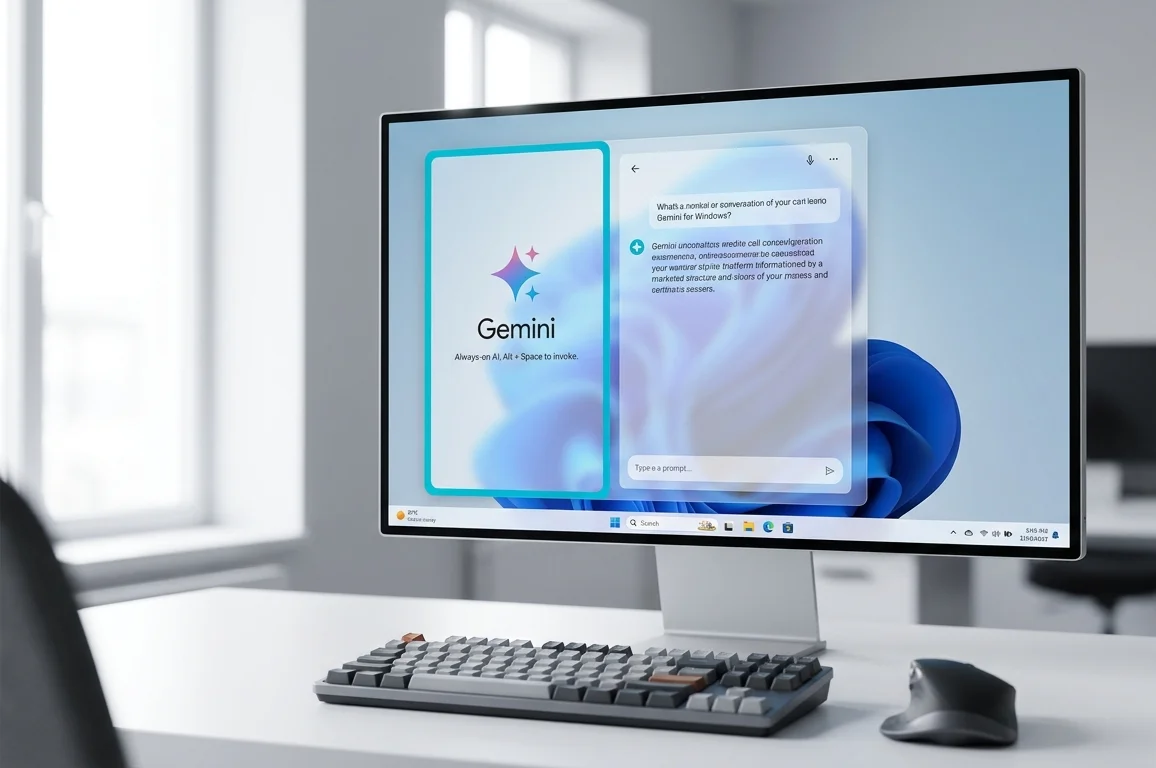 Google Gemini desktop app interface shown on a Windows 11 computer screen