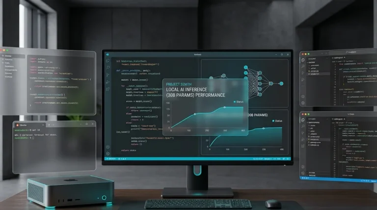 Робоче місце інженера зі станцією Project Zenith на Windows 11 та кодом