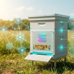 Смарт-вулик у полі з голографічними даними блокчейну Solana